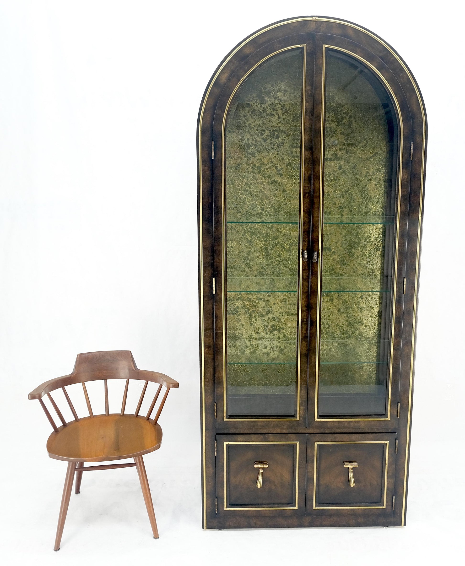 EstablishedLines Mastercraft Dome Shape Top Two Doors Glass Shelve Display Curio Cabinet Showcase