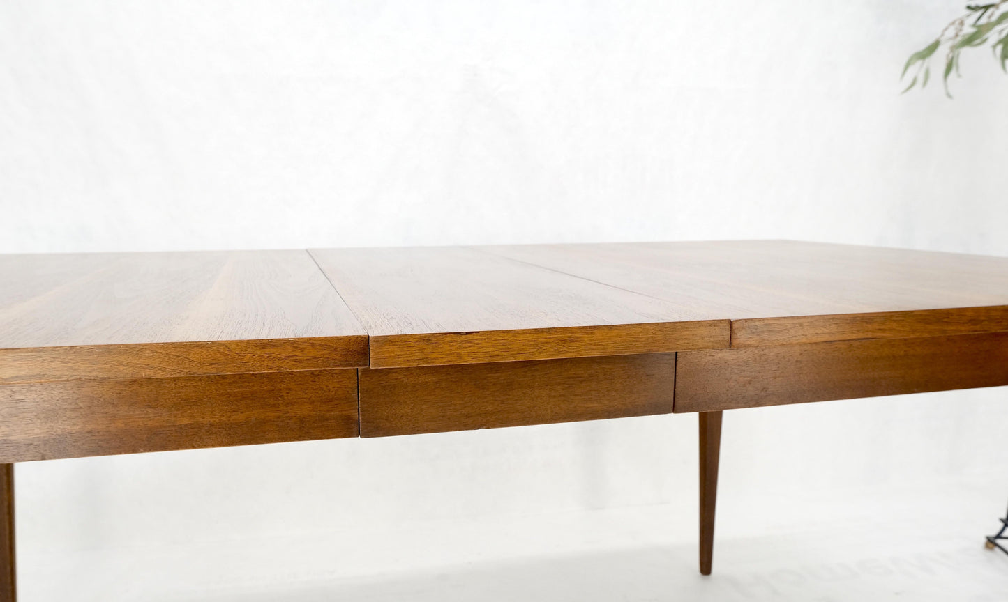 EstablishedLines Danish American Mid-Century Modern Walnut Boat Shape Dining Table 1 Leaf Mint