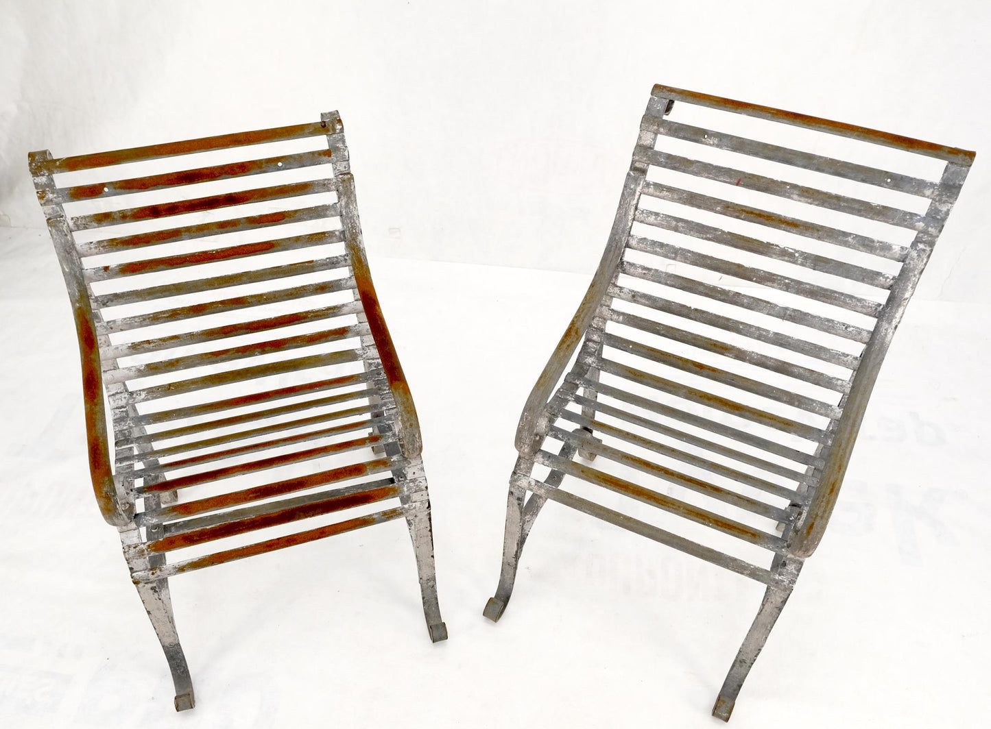 EstablishedLines Heavy Antique Wrought Iron Outdoor Chairs His & Hers