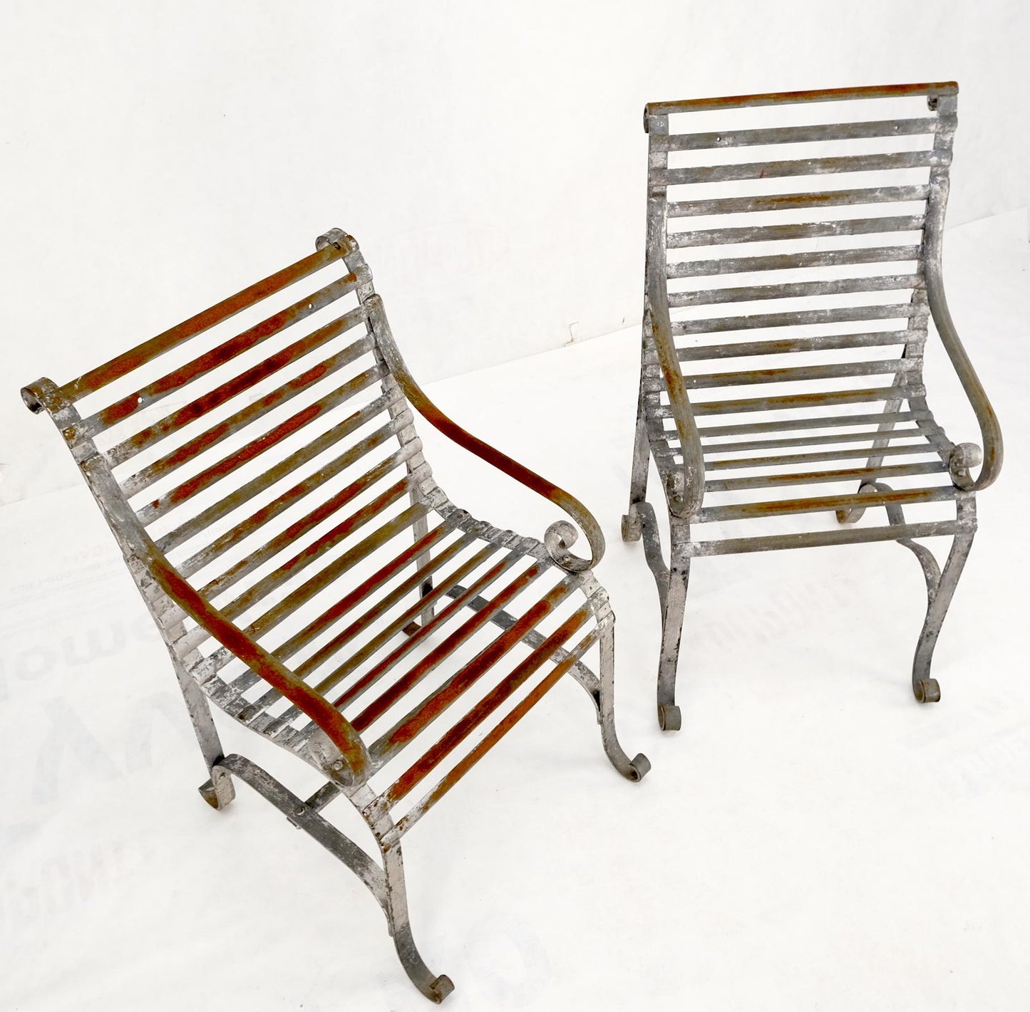 EstablishedLines Heavy Antique Wrought Iron Outdoor Chairs His & Hers