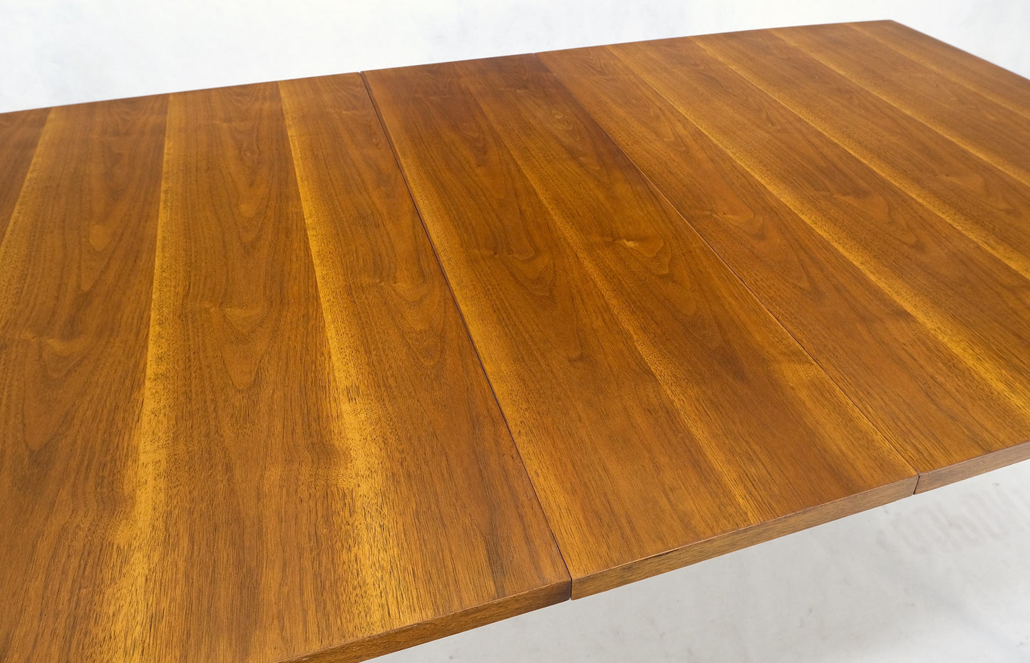 EstablishedLines Danish American Mid-Century Modern Walnut Boat Shape Dining Table 1 Leaf Mint