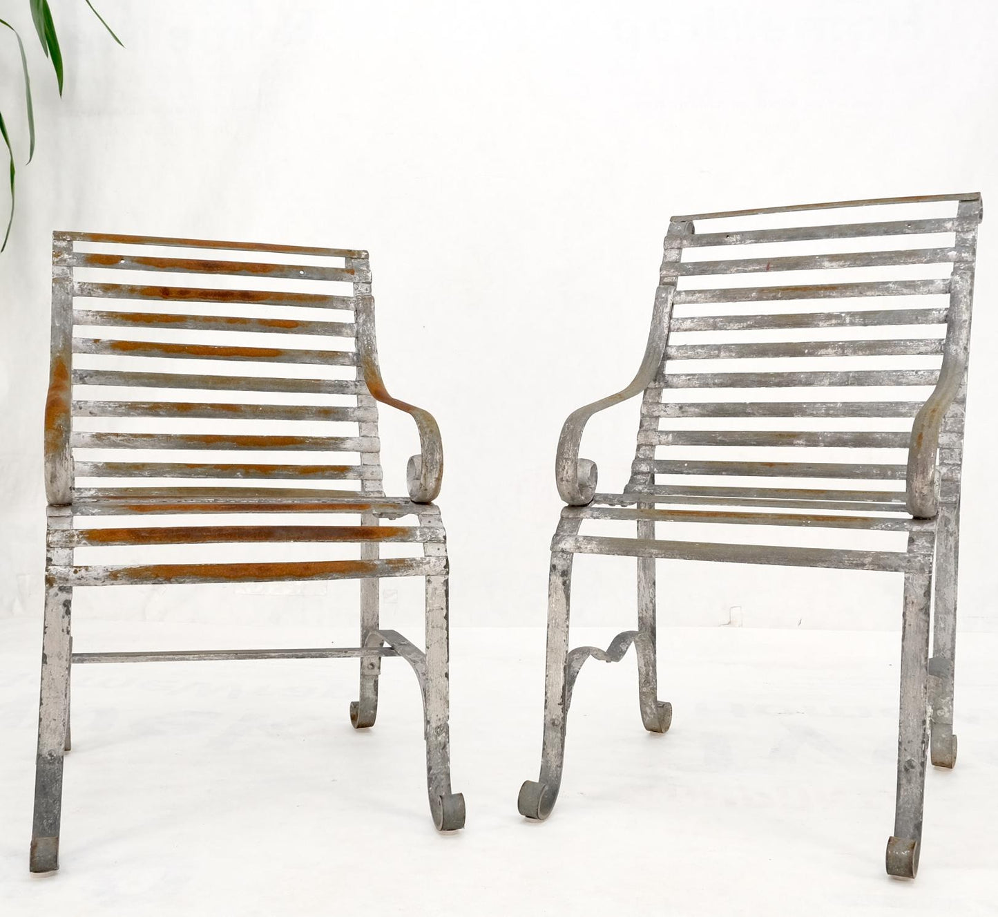 EstablishedLines Heavy Antique Wrought Iron Outdoor Chairs His & Hers