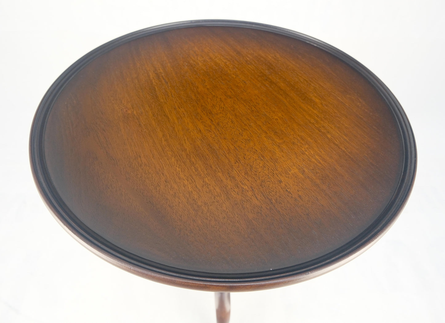 EstablishedLines Antique c1920s Carved Mahogany Tripod Base Round Pie Crust Edge Lamp Side Table