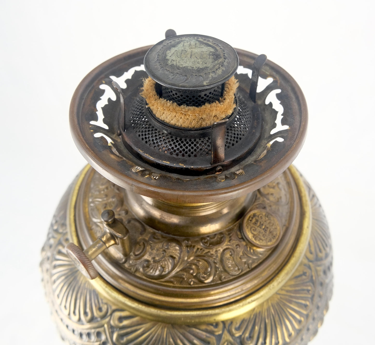 EstablishedLines 19h Century Cast Polished Brass Tripod Base Adjustable Height Oil Flor Lamp MINT