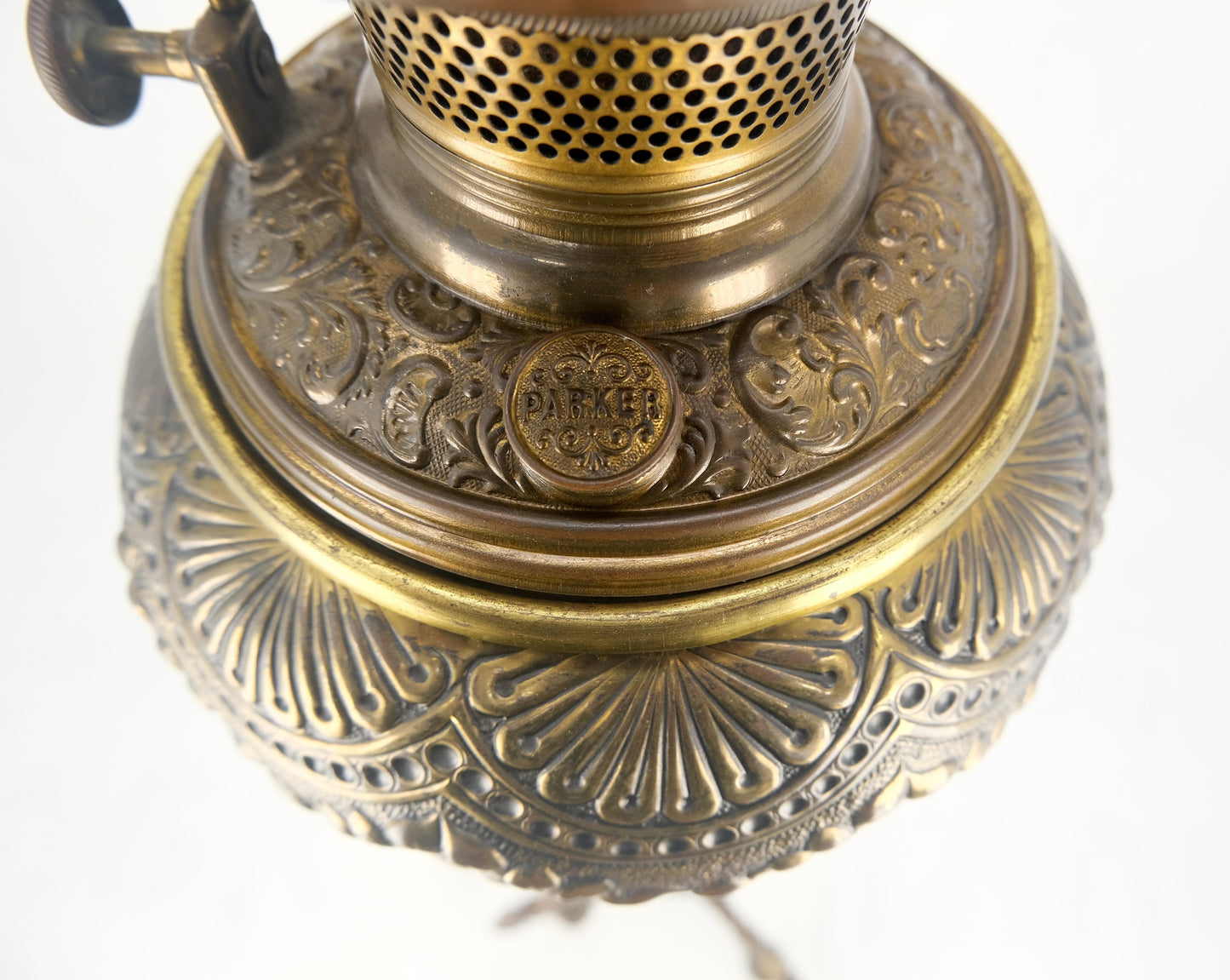 EstablishedLines 19h Century Cast Polished Brass Tripod Base Adjustable Height Oil Flor Lamp MINT