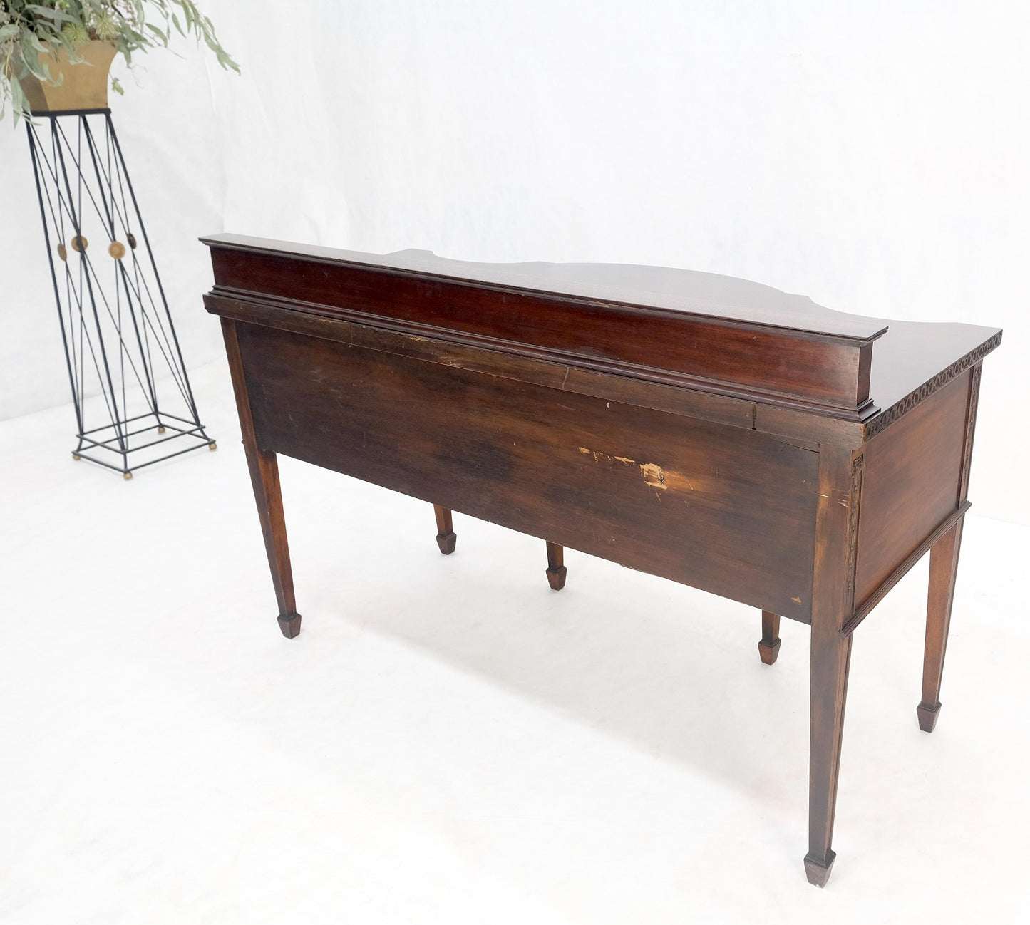 EstablishedLines Fine Bench Made Carved Mahogany Serpentine Front Dovetail Drawers Vanity Desk