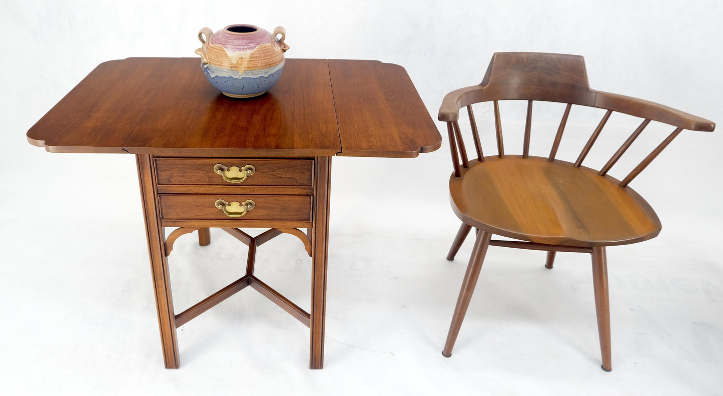 EstablishedLines Pair Solid Cherry Drop Leaf Brass Hardware "Y" Stretches End Side Tables MINT!