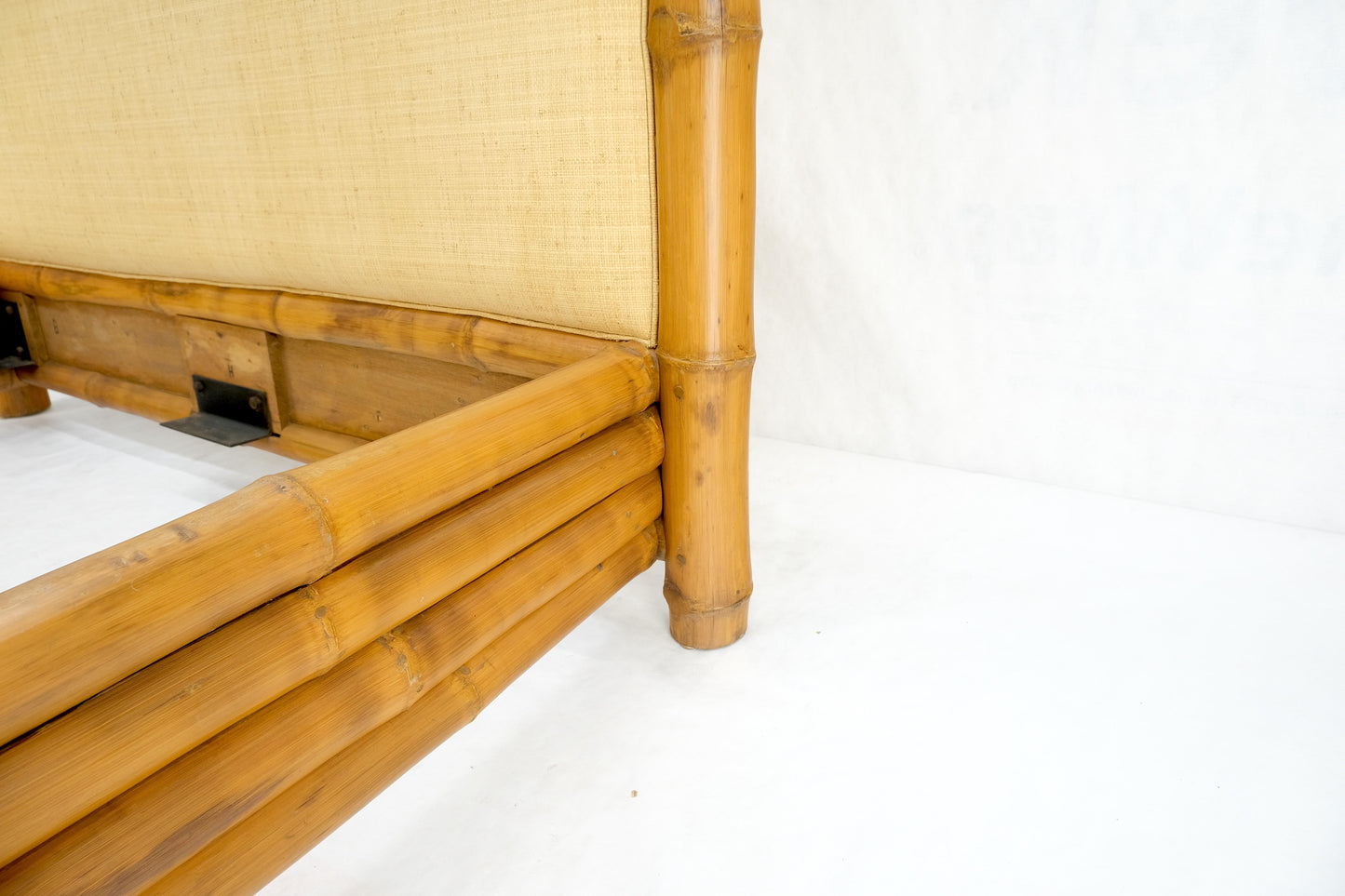 EstablishedLines Thick Bamboo Cane Upholstery King Size Poster Headboard Bed Footboard Rails MINT