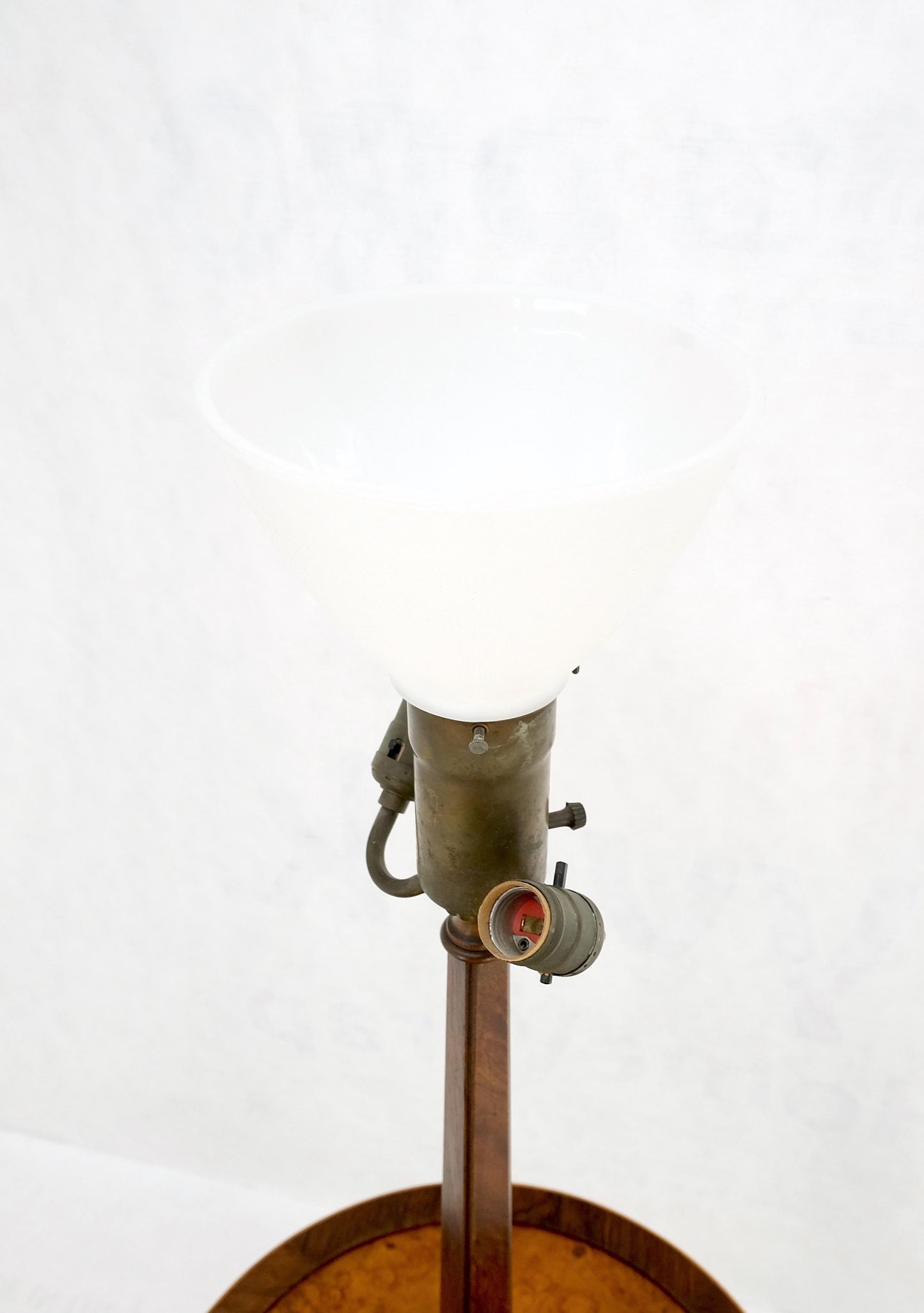 EstablishedLines Rosewood & Burl Wood Tripod Base Side Table Regency Style Floor Lamp Mint