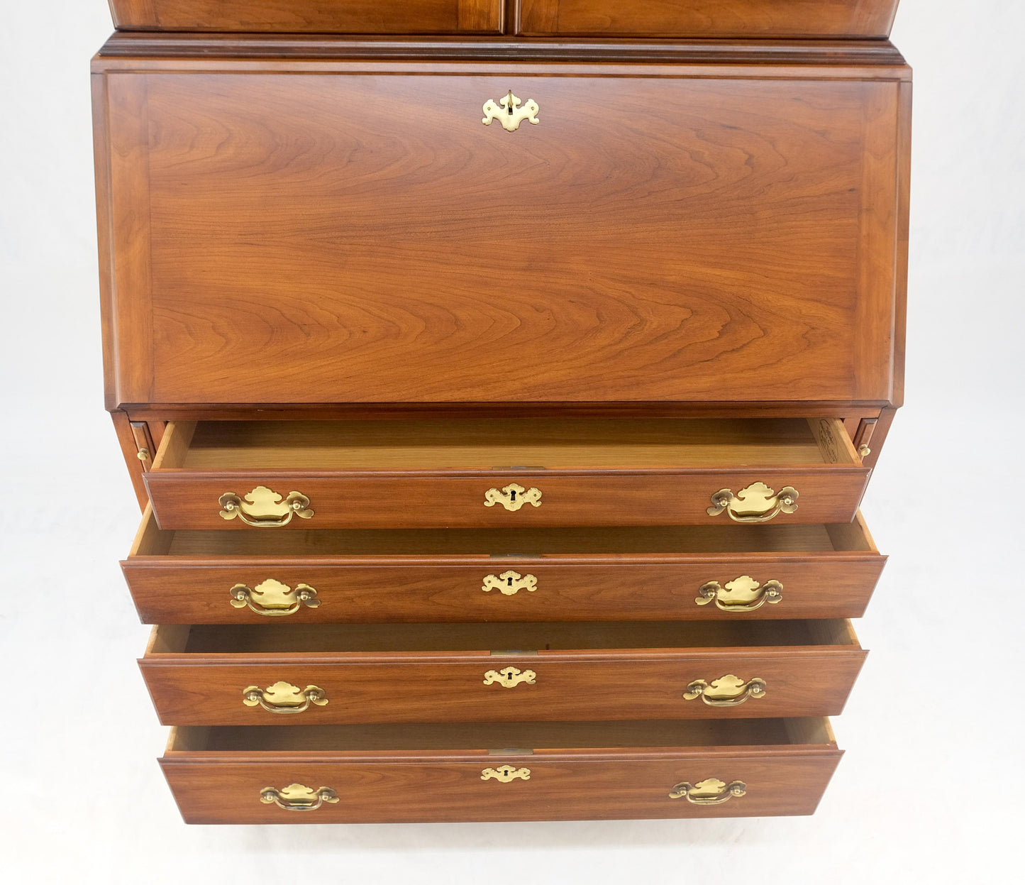 EstablishedLines Henkel-Harris 2 Part Solid Wild Black Cherry Secretary Drop Front Desk Bookcase