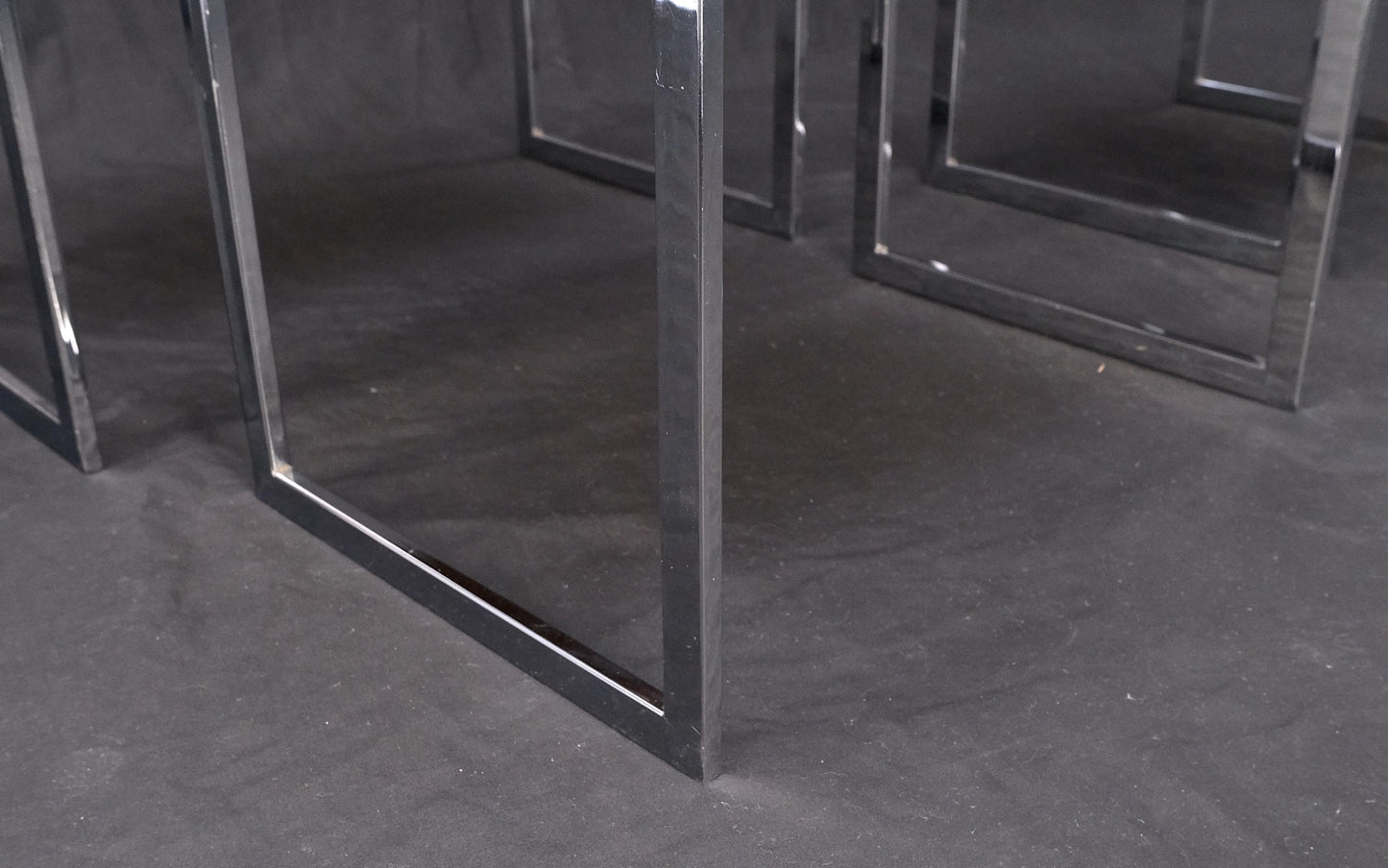EstablishedLines Rosewood Tops Chrome Base Mid Century Modern Set of 3 Nesting Side End Tables