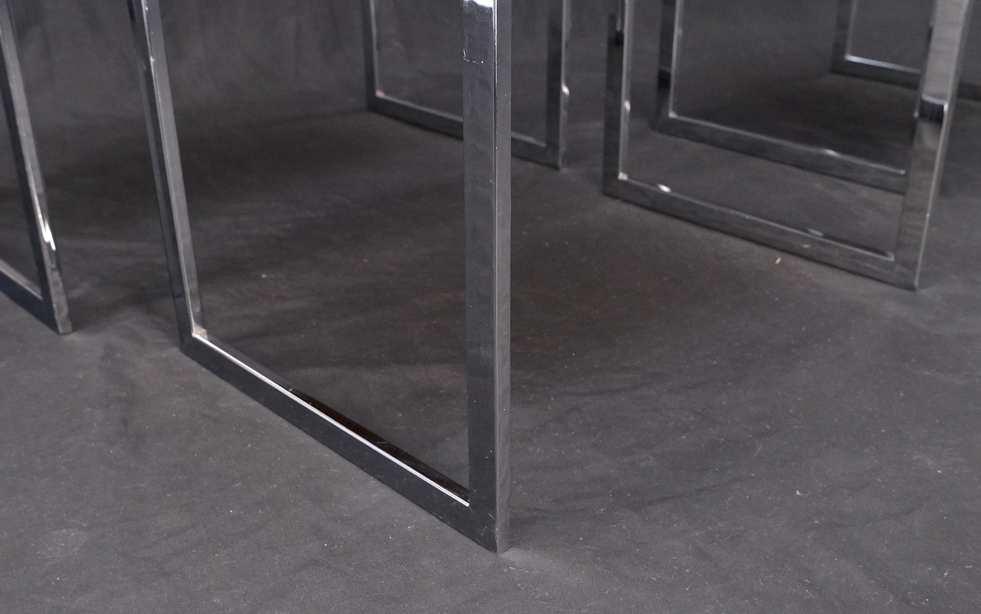 EstablishedLines Rosewood Tops Chrome Base Mid Century Modern Set of 3 Nesting Side End Tables
