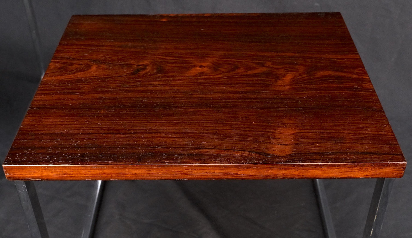 EstablishedLines Rosewood Tops Chrome Base Mid Century Modern Set of 3 Nesting Side End Tables
