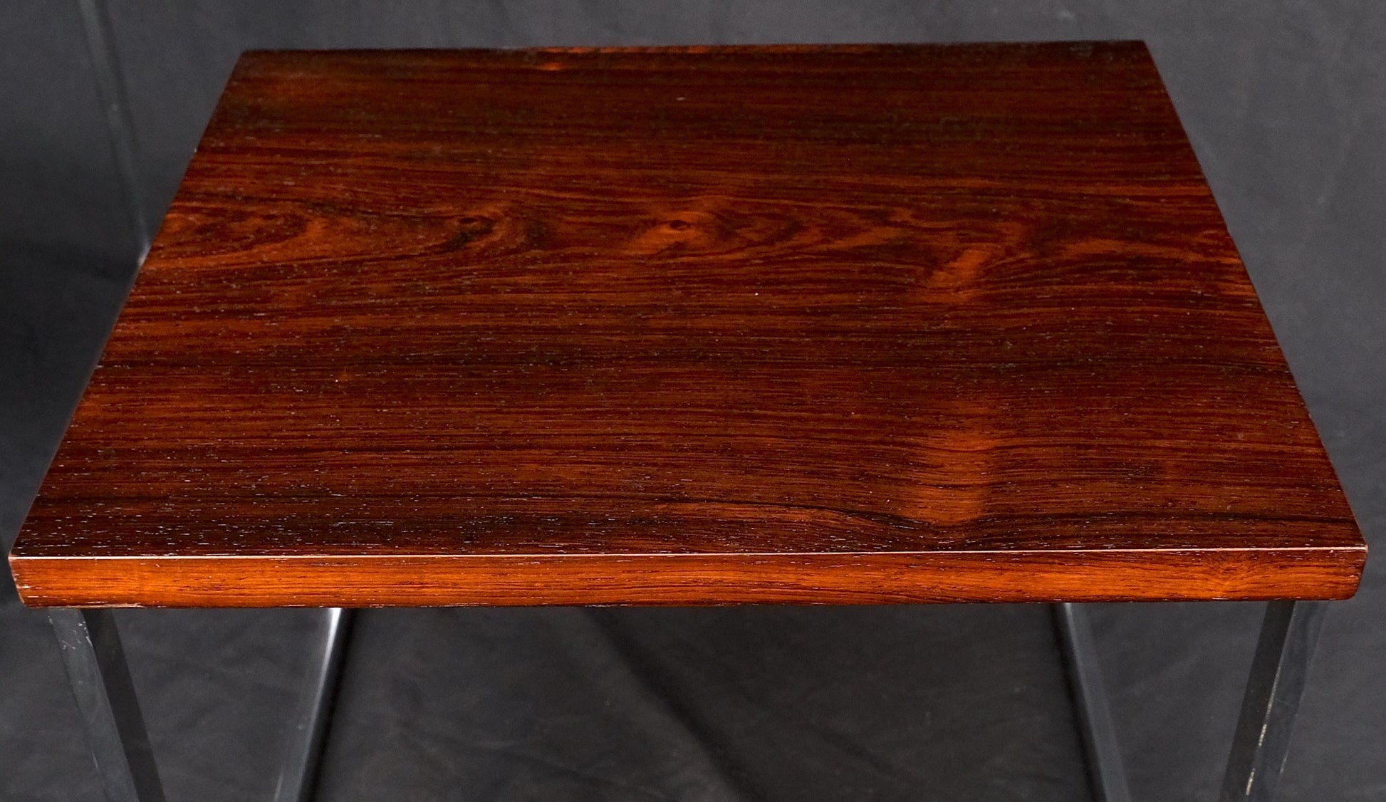 EstablishedLines Rosewood Tops Chrome Base Mid Century Modern Set of 3 Nesting Side End Tables