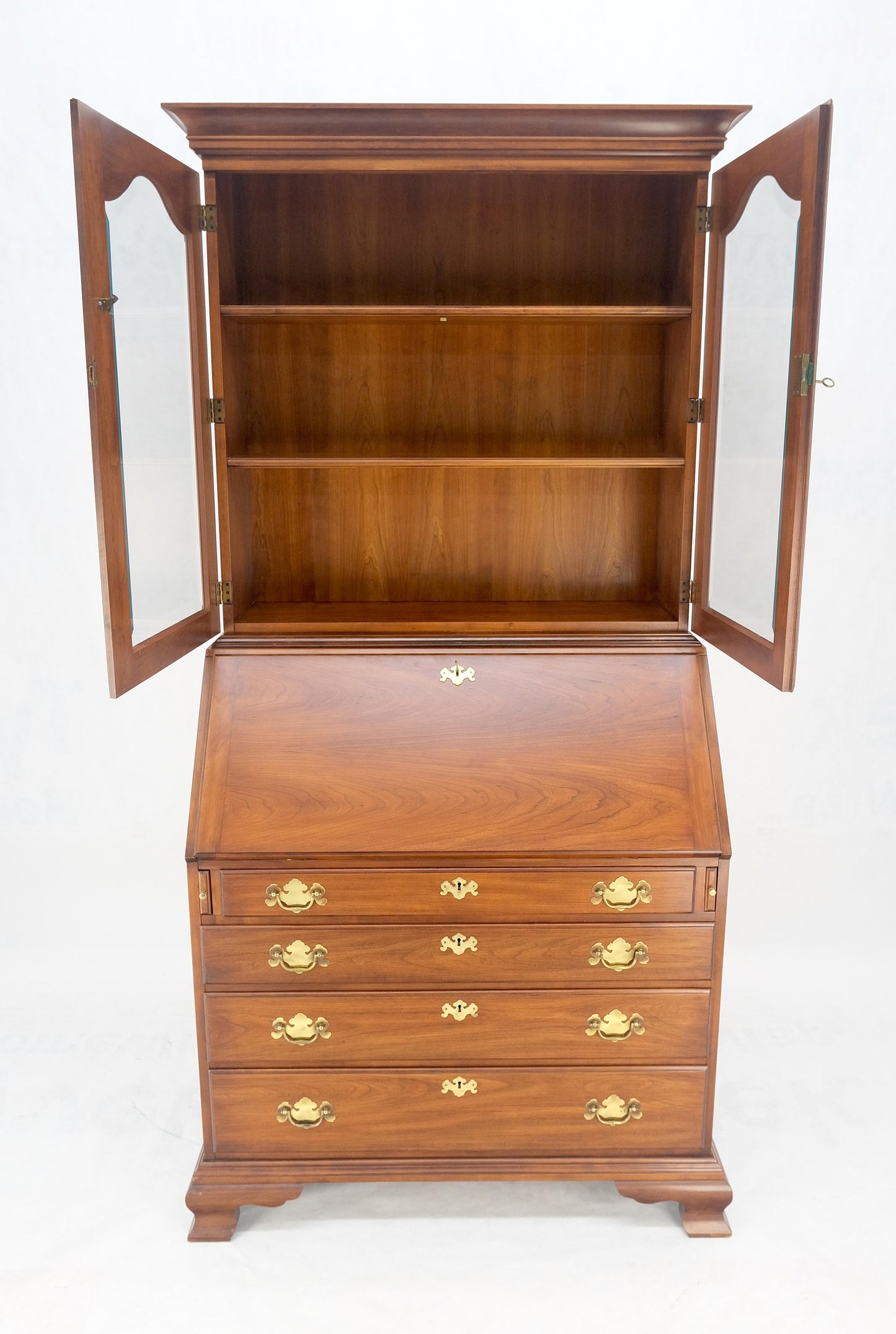 EstablishedLines Henkel-Harris 2 Part Solid Wild Black Cherry Secretary Drop Front Desk Bookcase