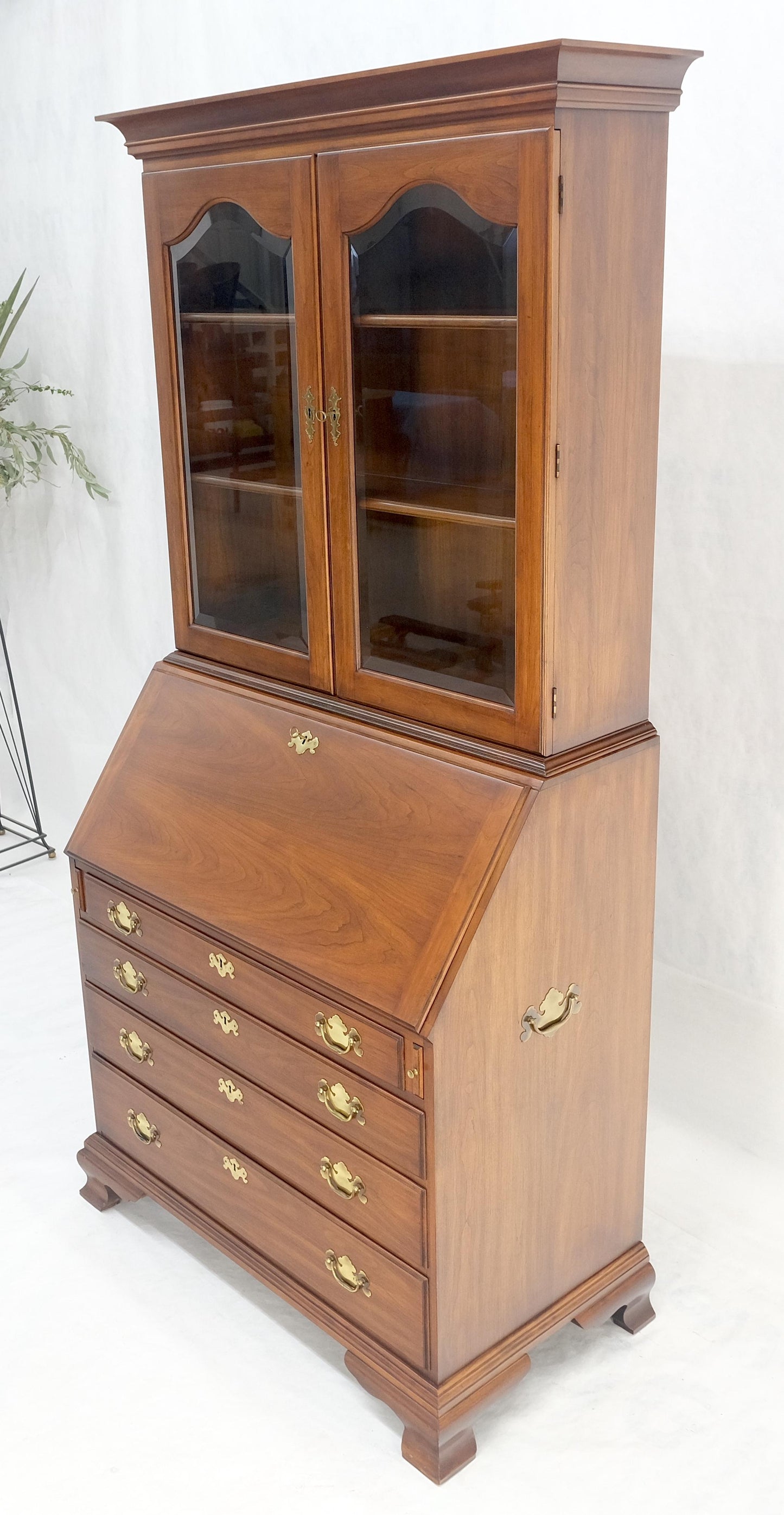 EstablishedLines Henkel-Harris 2 Part Solid Wild Black Cherry Secretary Drop Front Desk Bookcase