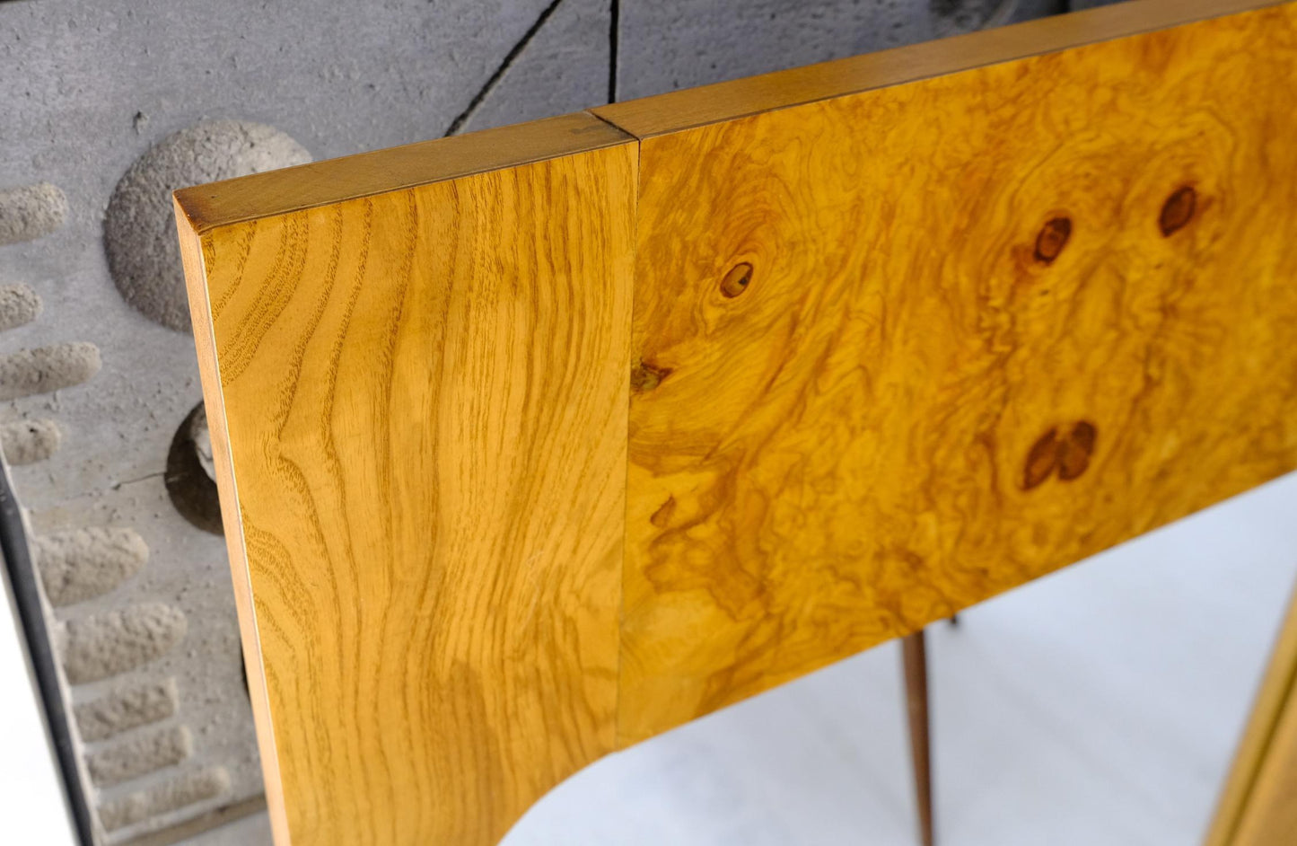 EstablishedLines Style of Milo Baughman Burl Wood Bookmatched Mid-Century Modern Wall Mirror Pair