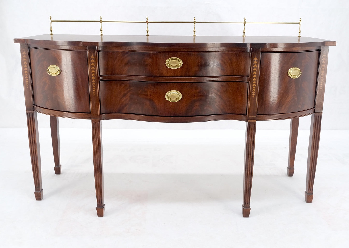 EstablishedLines MINT Brass Gallery Crotch Mahogany Serpentine Front Federal Sideboard Thomasvill