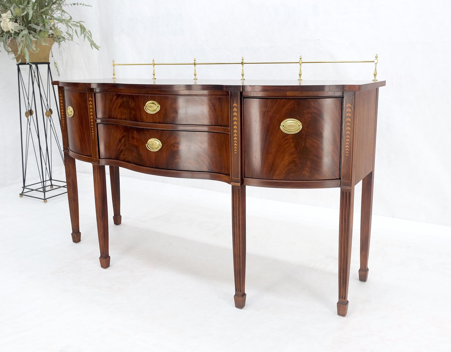 EstablishedLines MINT Brass Gallery Crotch Mahogany Serpentine Front Federal Sideboard Thomasvill