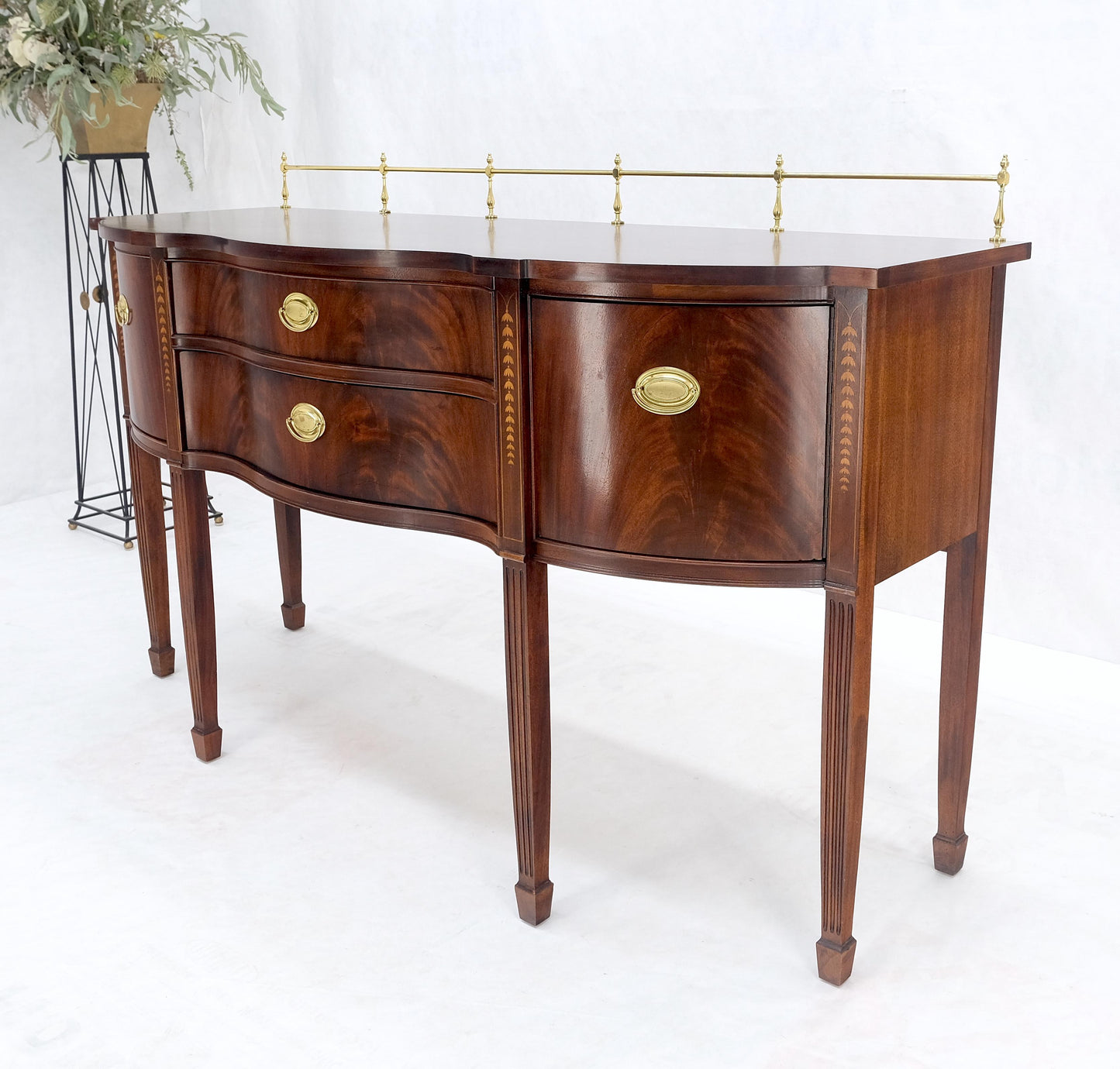 EstablishedLines MINT Brass Gallery Crotch Mahogany Serpentine Front Federal Sideboard Thomasvill