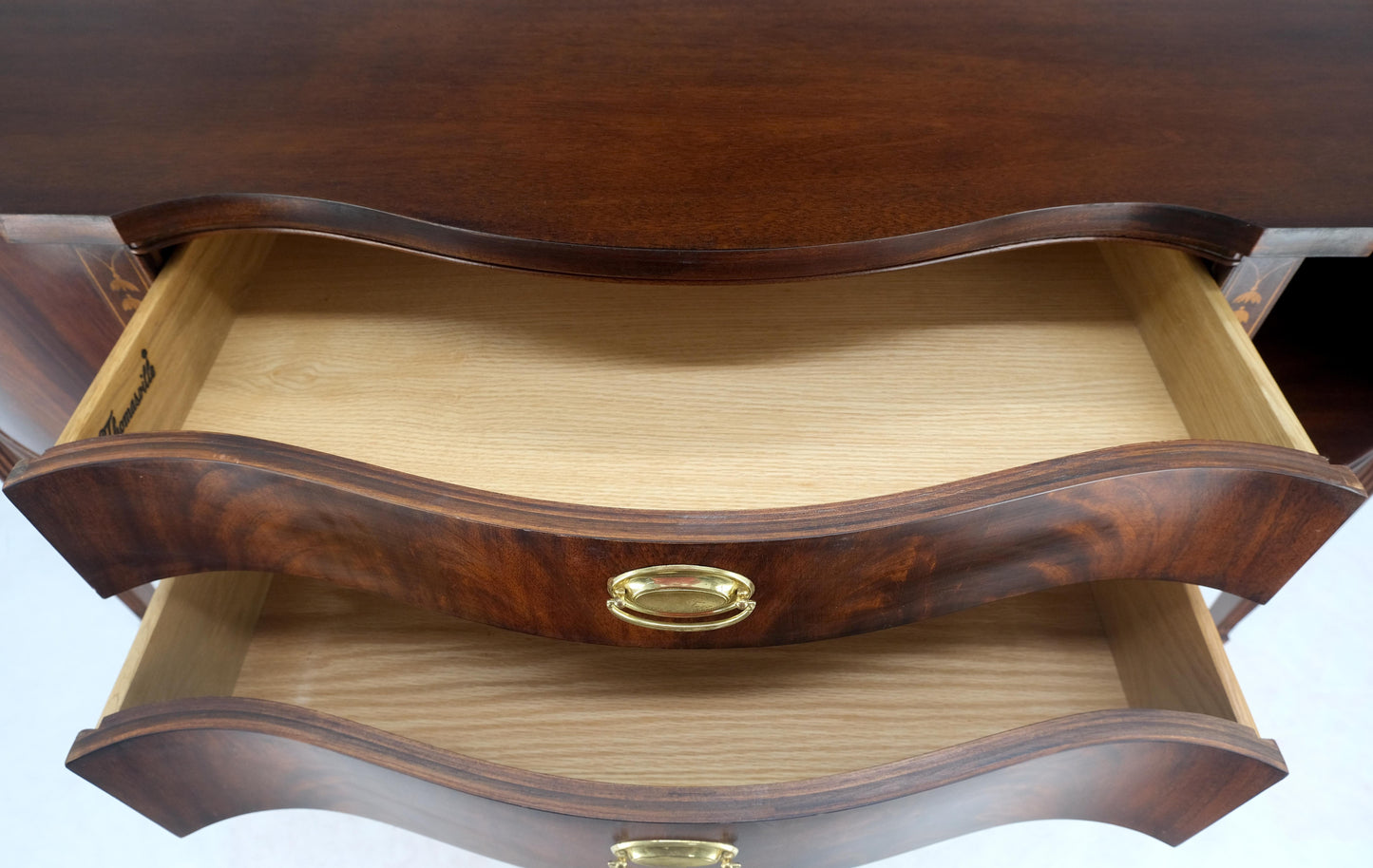 EstablishedLines MINT Brass Gallery Crotch Mahogany Serpentine Front Federal Sideboard Thomasvill