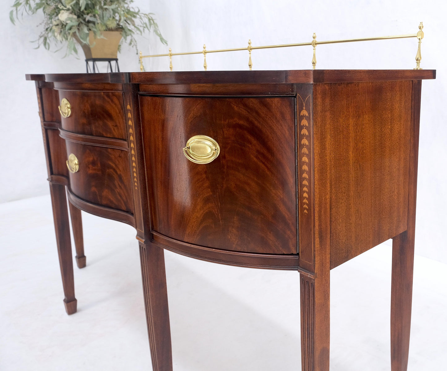 EstablishedLines MINT Brass Gallery Crotch Mahogany Serpentine Front Federal Sideboard Thomasvill