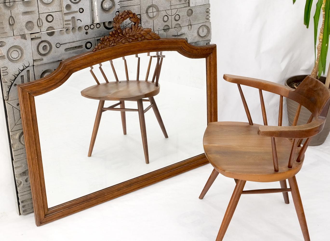 EstablishedLines Antique Oak Carved Figural Beveled Glass Horizontal Wall Mirror