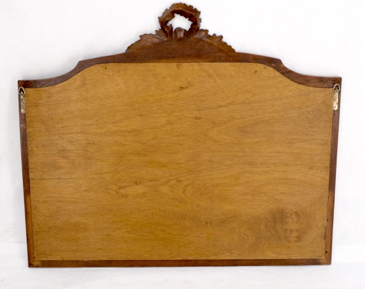 EstablishedLines Antique Oak Carved Figural Beveled Glass Horizontal Wall Mirror