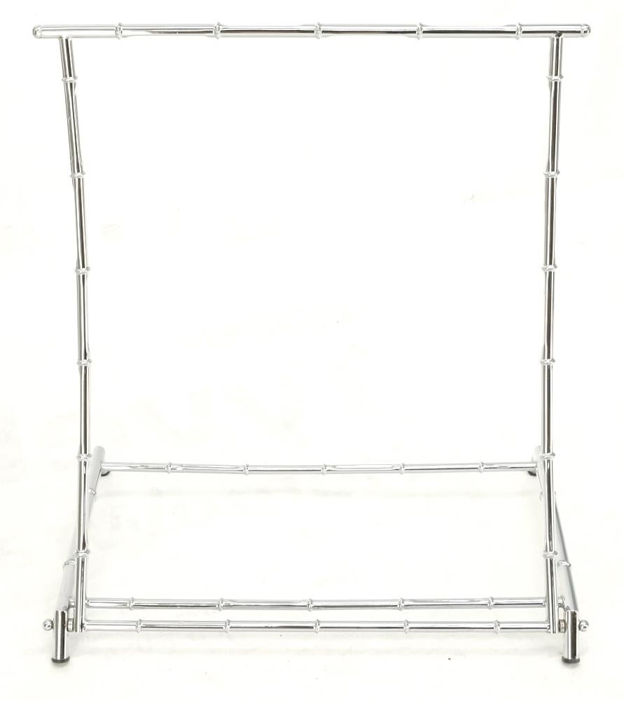 EstablishedLines Mid Century Italian Modern Chrome Faux Bamboo Folding Collapsible Towel Rack
