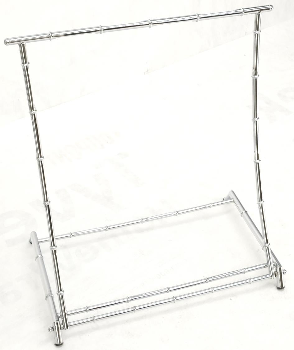 EstablishedLines Mid Century Italian Modern Chrome Faux Bamboo Folding Collapsible Towel Rack