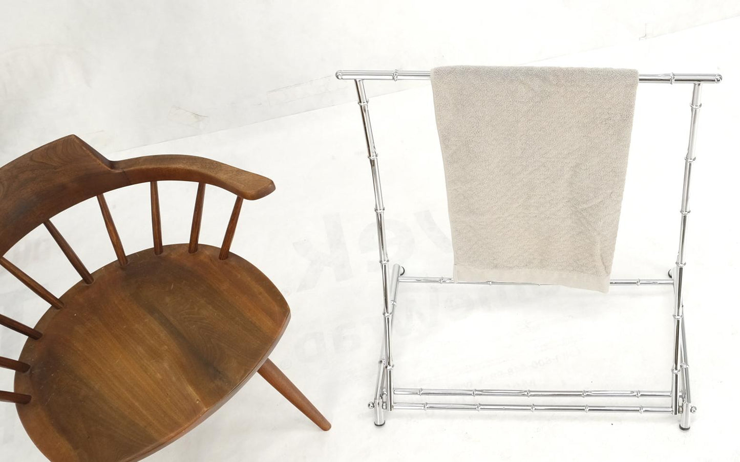 EstablishedLines Mid Century Italian Modern Chrome Faux Bamboo Folding Collapsible Towel Rack
