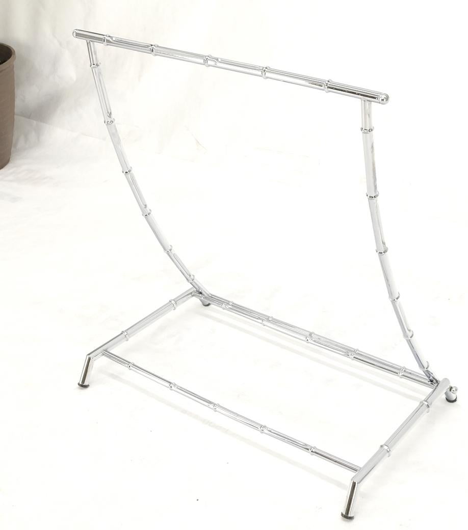 EstablishedLines Mid Century Italian Modern Chrome Faux Bamboo Folding Collapsible Towel Rack