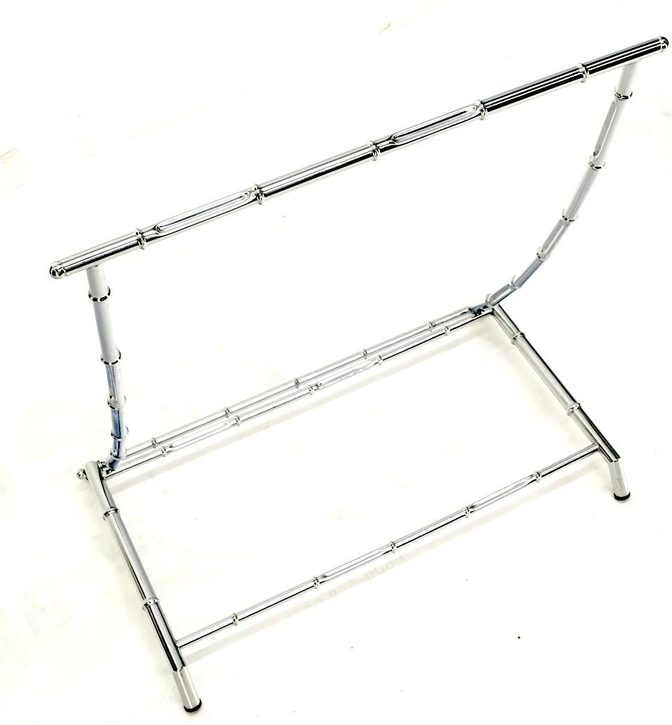 EstablishedLines Mid Century Italian Modern Chrome Faux Bamboo Folding Collapsible Towel Rack