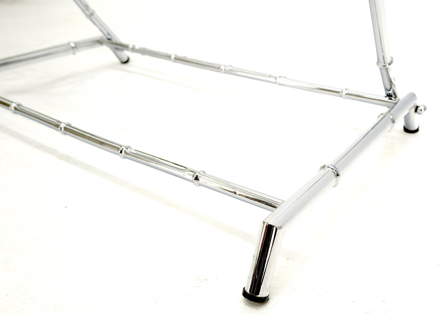 EstablishedLines Mid Century Italian Modern Chrome Faux Bamboo Folding Collapsible Towel Rack