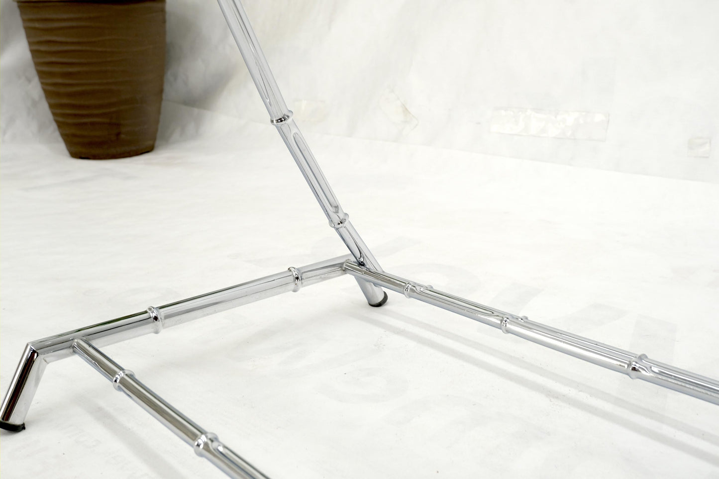 EstablishedLines Mid Century Italian Modern Chrome Faux Bamboo Folding Collapsible Towel Rack