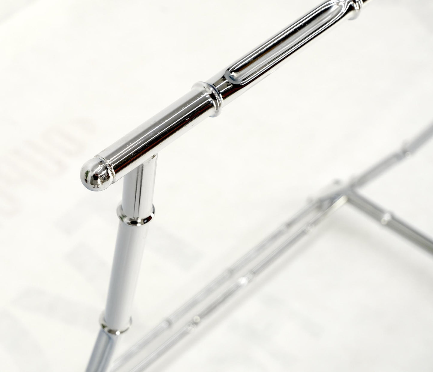 EstablishedLines Mid Century Italian Modern Chrome Faux Bamboo Folding Collapsible Towel Rack