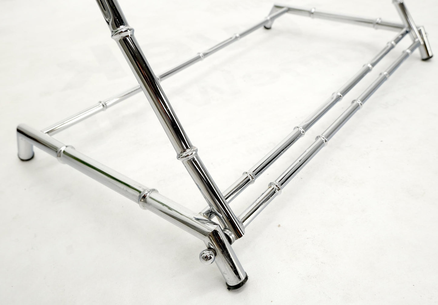 EstablishedLines Mid Century Italian Modern Chrome Faux Bamboo Folding Collapsible Towel Rack