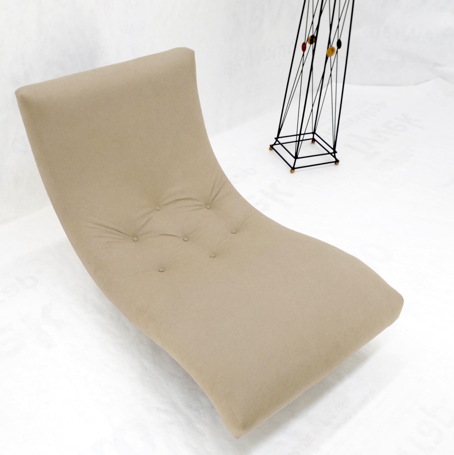 Vintage Adrian Pearsall Wave Chaise Lounge New Ultra Suede Alcantara Upholstery