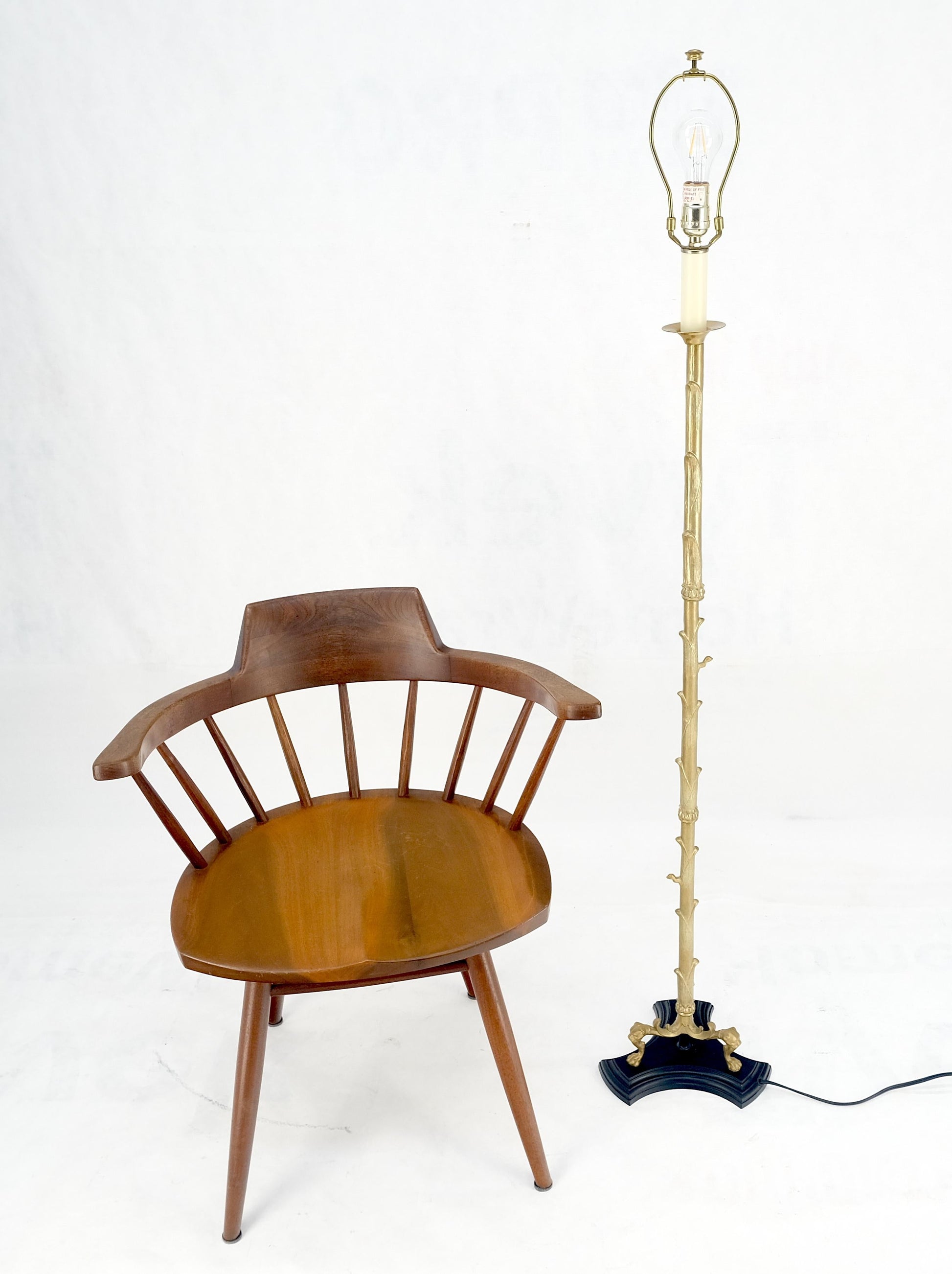 EstablishedLines Solid Brass Bronze Faux Twig Tripod Claw Feet Base Floor Lamp Super Fine Quality