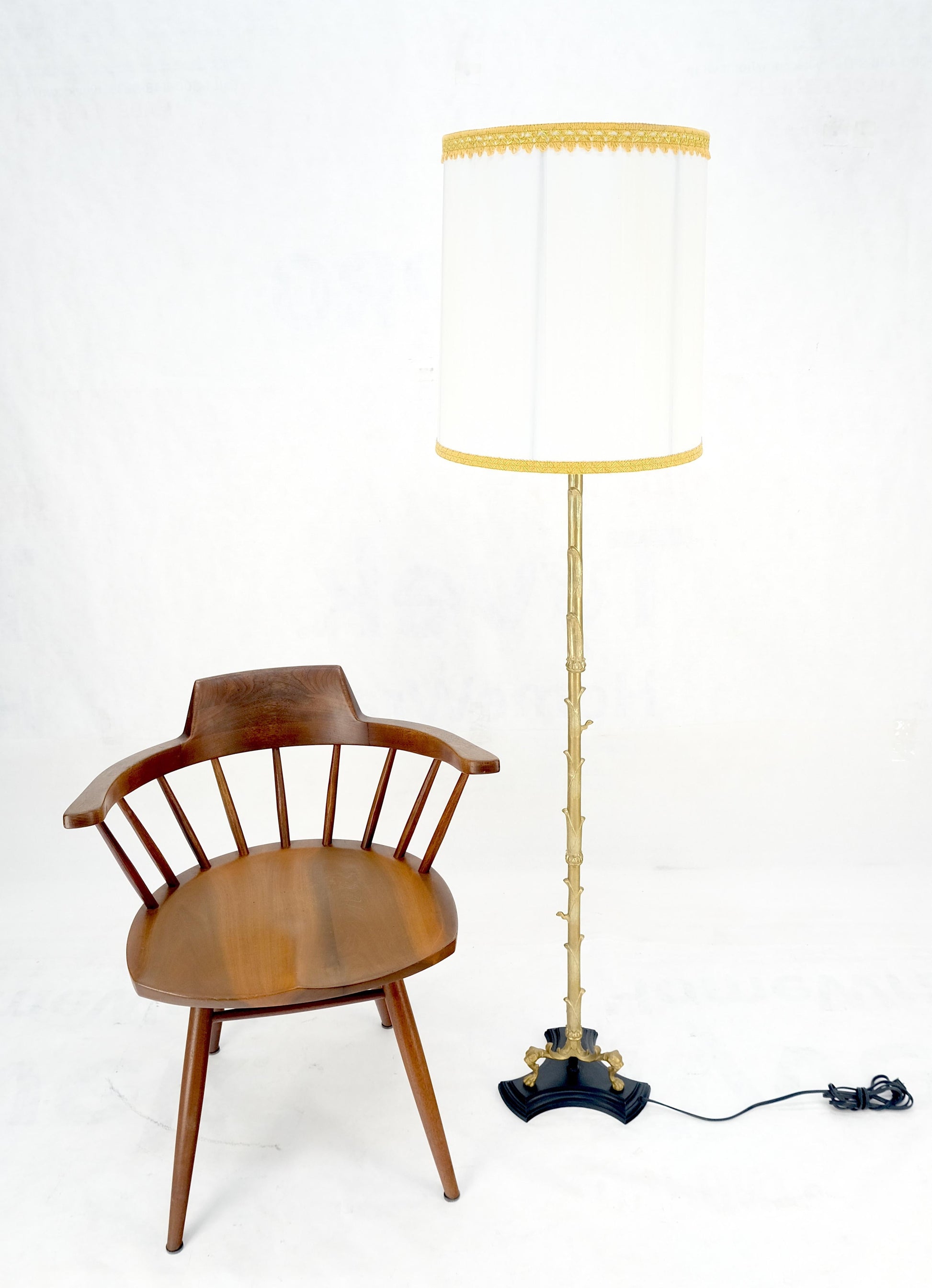 EstablishedLines Solid Brass Bronze Faux Twig Tripod Claw Feet Base Floor Lamp Super Fine Quality