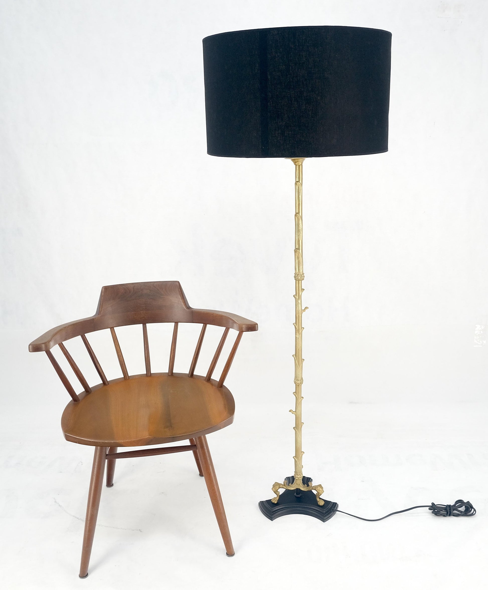 EstablishedLines Solid Brass Bronze Faux Twig Tripod Claw Feet Base Floor Lamp Super Fine Quality