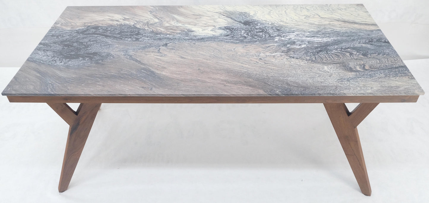 EstablishedLines Solid Oiled Walnut Frame 3/4" Thick 32x67 Marble Top Dining Conference Table