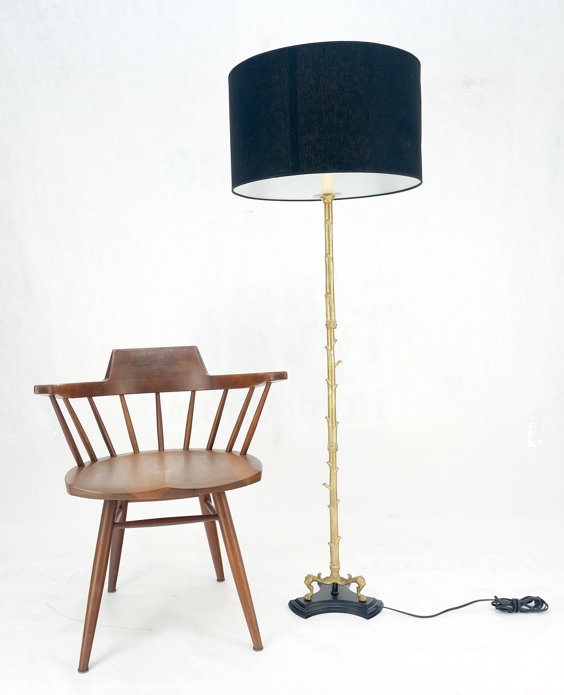 EstablishedLines Solid Brass Bronze Faux Twig Tripod Claw Feet Base Floor Lamp Super Fine Quality