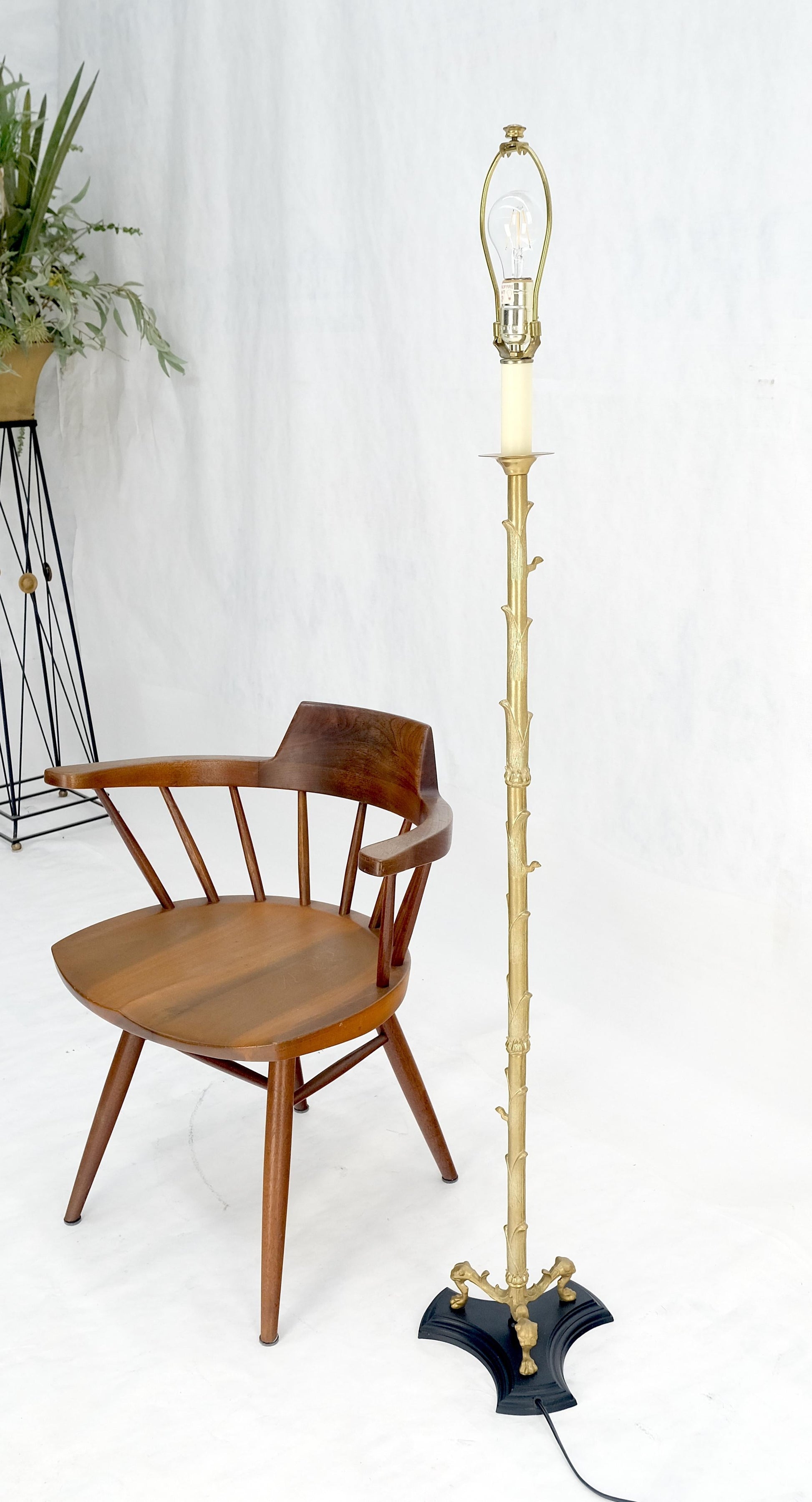 EstablishedLines Solid Brass Bronze Faux Twig Tripod Claw Feet Base Floor Lamp Super Fine Quality