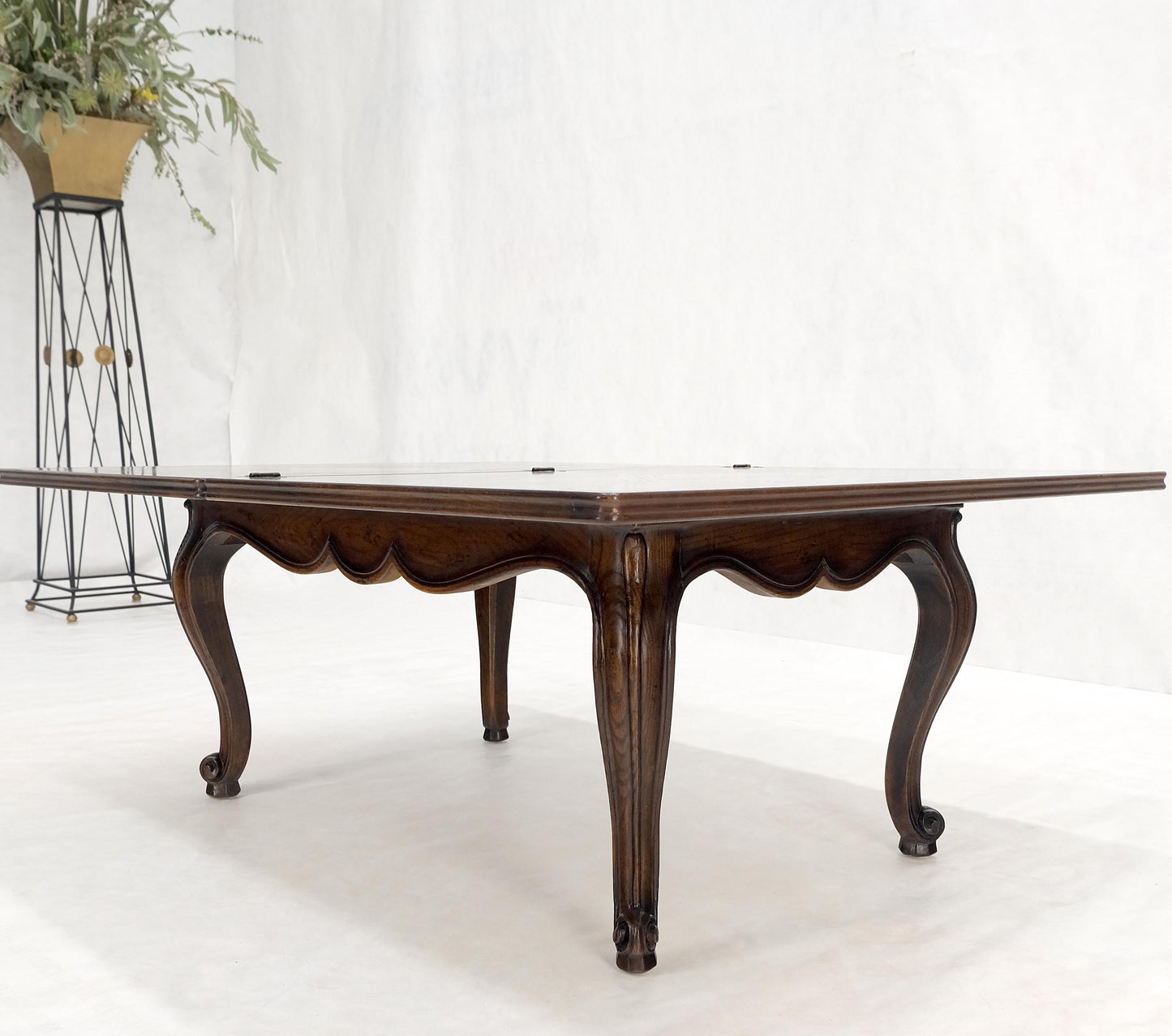 EstablishedLines Flip Top Folding Double Parquet Top Chestnut Coffee Cocktail Table Carved Legs