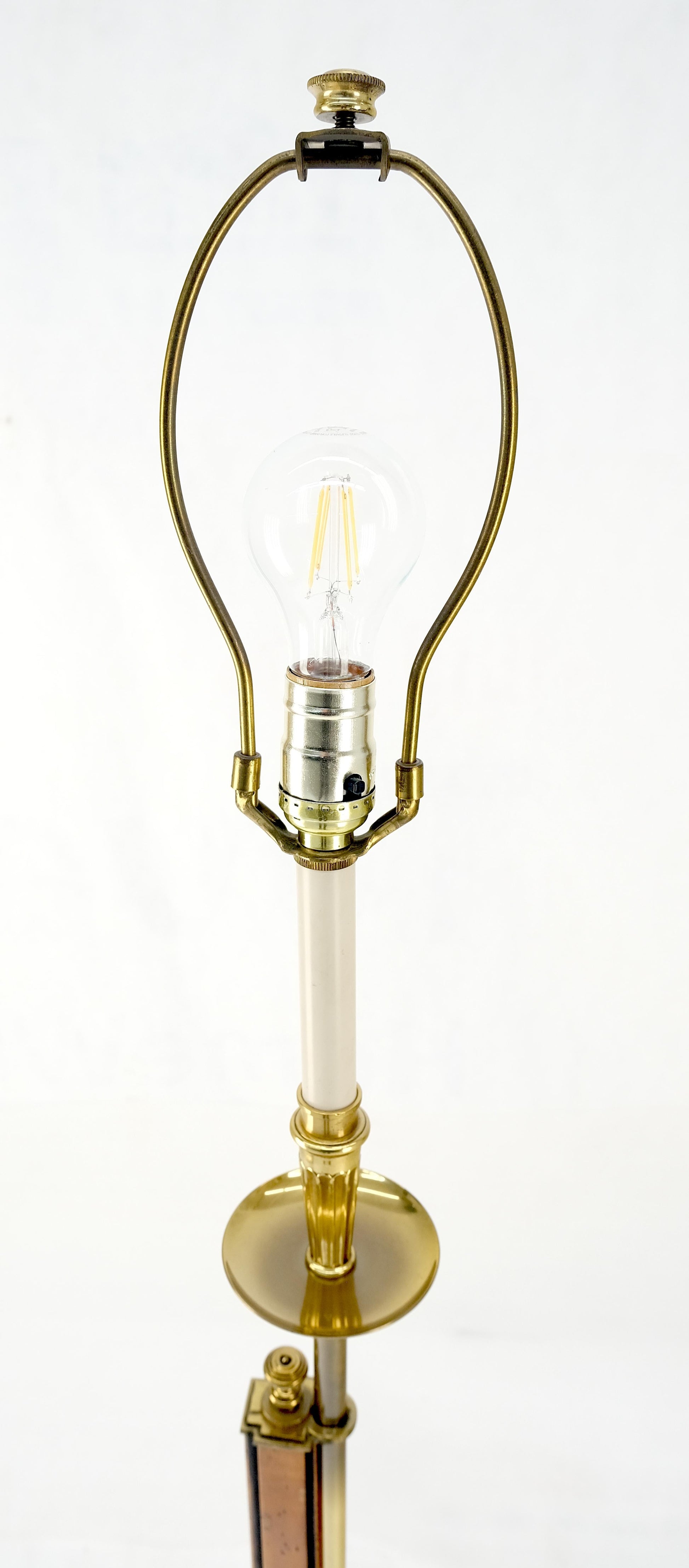 EstablishedLines Yew Wood 7 Brass Adjustable Mid Century Modern Floor Lamp c1970s MINT