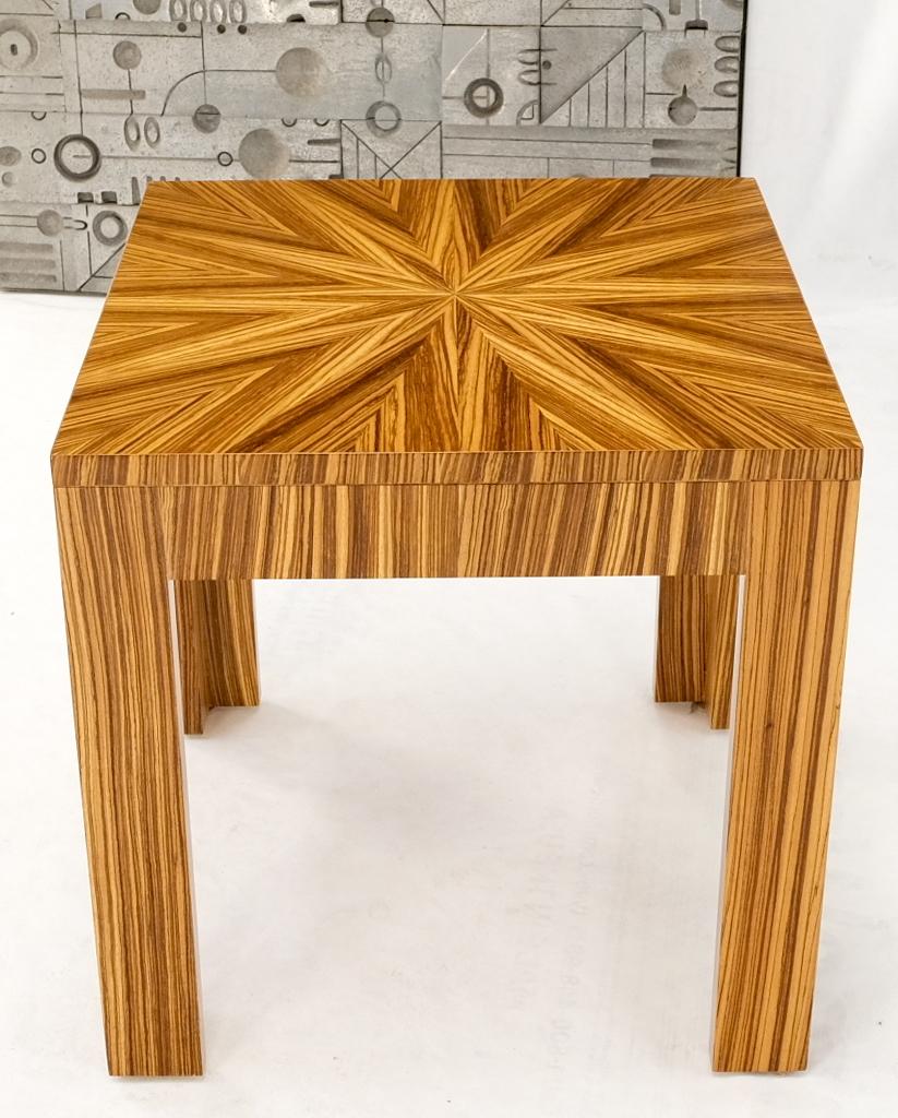 EstablishedLines Square Parsons Style Sunburst Inlay Zebra Wood Occasional End Side Lamp Table