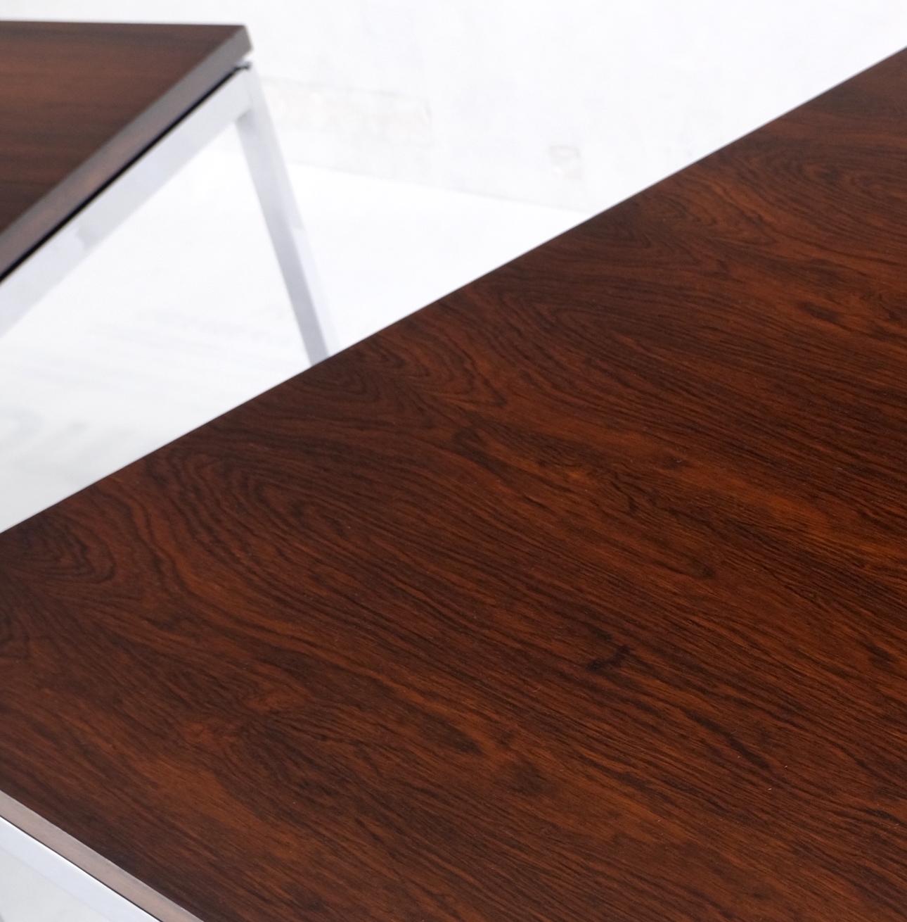 EstablishedLines Non Matching Pair of Rosewood & Crome Square Knoll Side End Tables Stands Mint