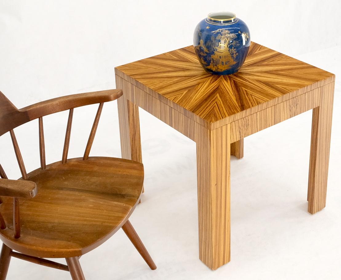 EstablishedLines Square Parsons Style Sunburst Inlay Zebra Wood Occasional End Side Lamp Table