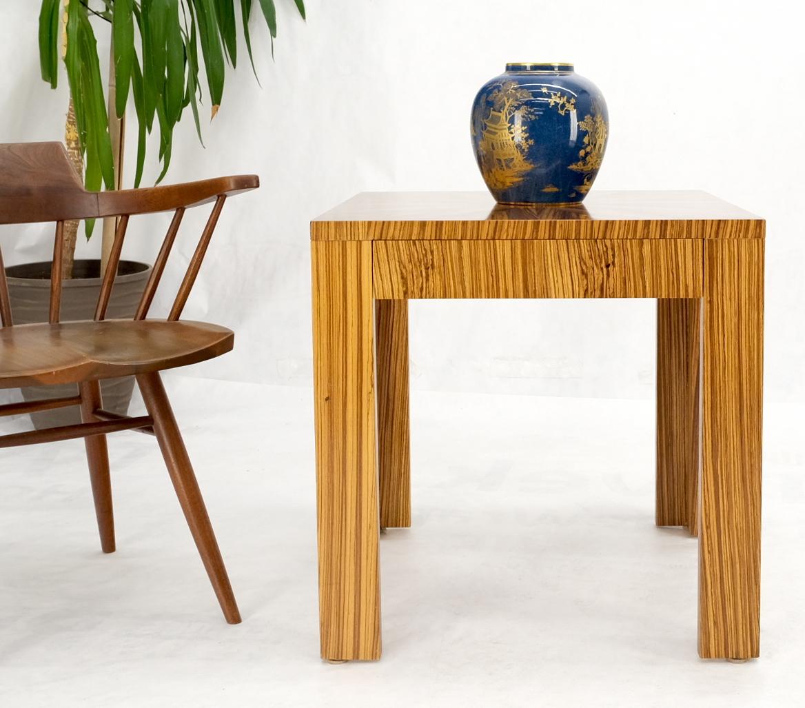 EstablishedLines Square Parsons Style Sunburst Inlay Zebra Wood Occasional End Side Lamp Table